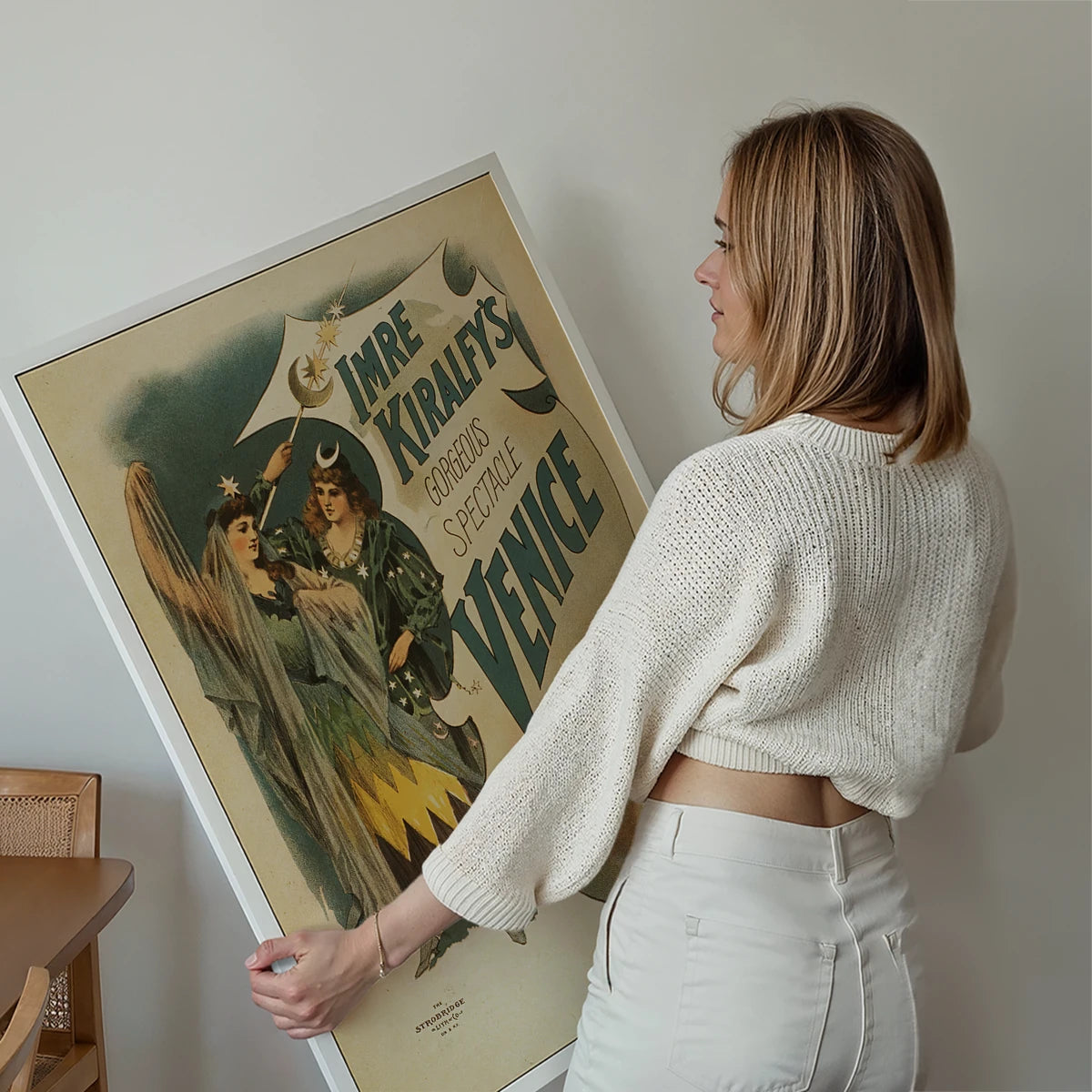 Venice at Olympia vintage poster print displayed on a living room wall