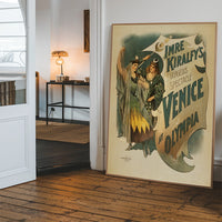 The vintage theatre poster print hanging in a hallway