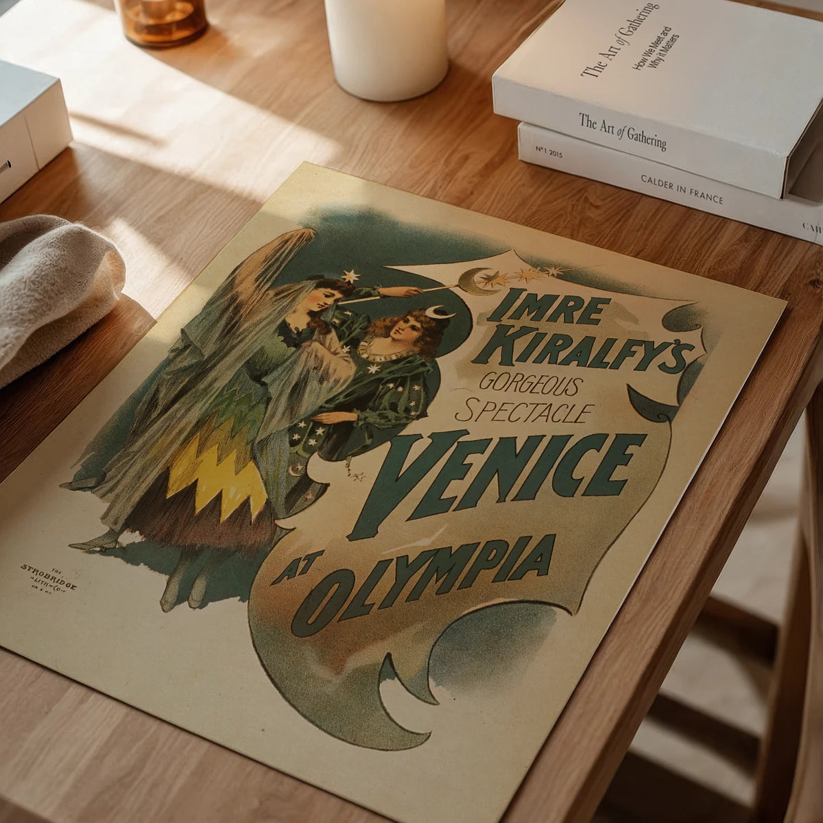Vintage theatre poster print in a dining room