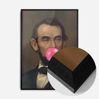 vintage portrait bubblegum bubble print in a black wood frame, side profile