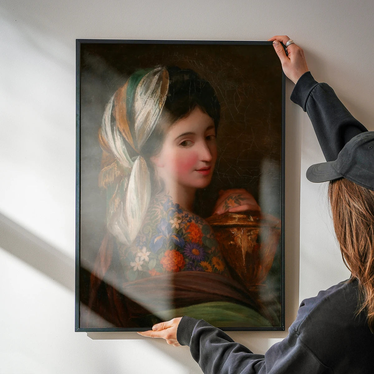 The print Tattoo Lady 2 displayed in a kitchen