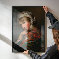 Tattooed Lady vintage portrait print displayed in a kitchen