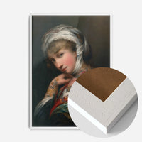 floral tattooed lady portrait print in a white wood frame, side profile