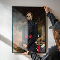 General Mike horror portrait wall art in a kitchen setting