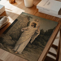 Disco Jesus print as wall art in a dining room
