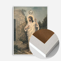disco ball robed figure print in a white wood frame, side profile