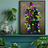 Paintball Soldier print in a home office, vintage portrait meets bright spray paint