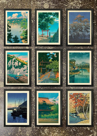 9 Framed 21x30cm Prints - Hasui Kawase Bundle 03