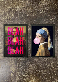 2 Prints & Frames - Moaning Mona & Girl Blowing Bubblegum