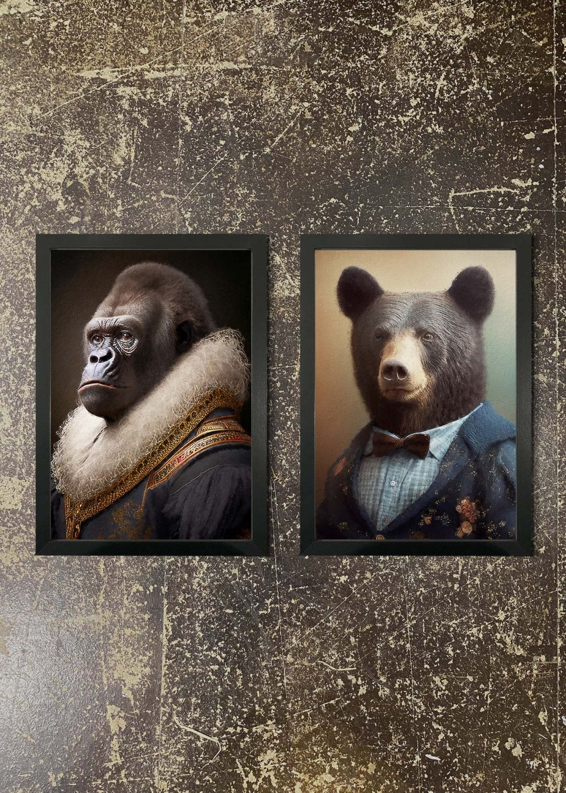 2 Prints & Frames - GORILLA & BEAR