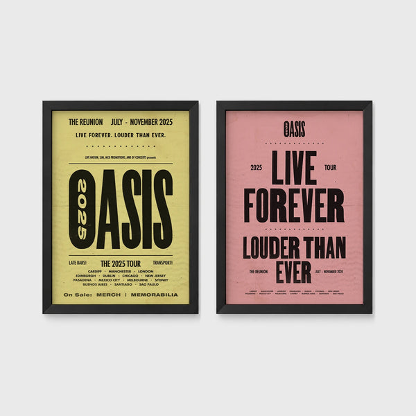 Oasis Tour Poster Prints | 2 Framed Prints – Ink & Drop
