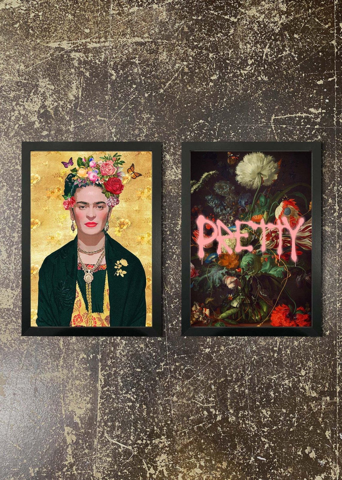 2 Prints & Frames - Gold Frida & Pretty