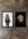 2 Prints & Frames - Gold Leopard & Horse