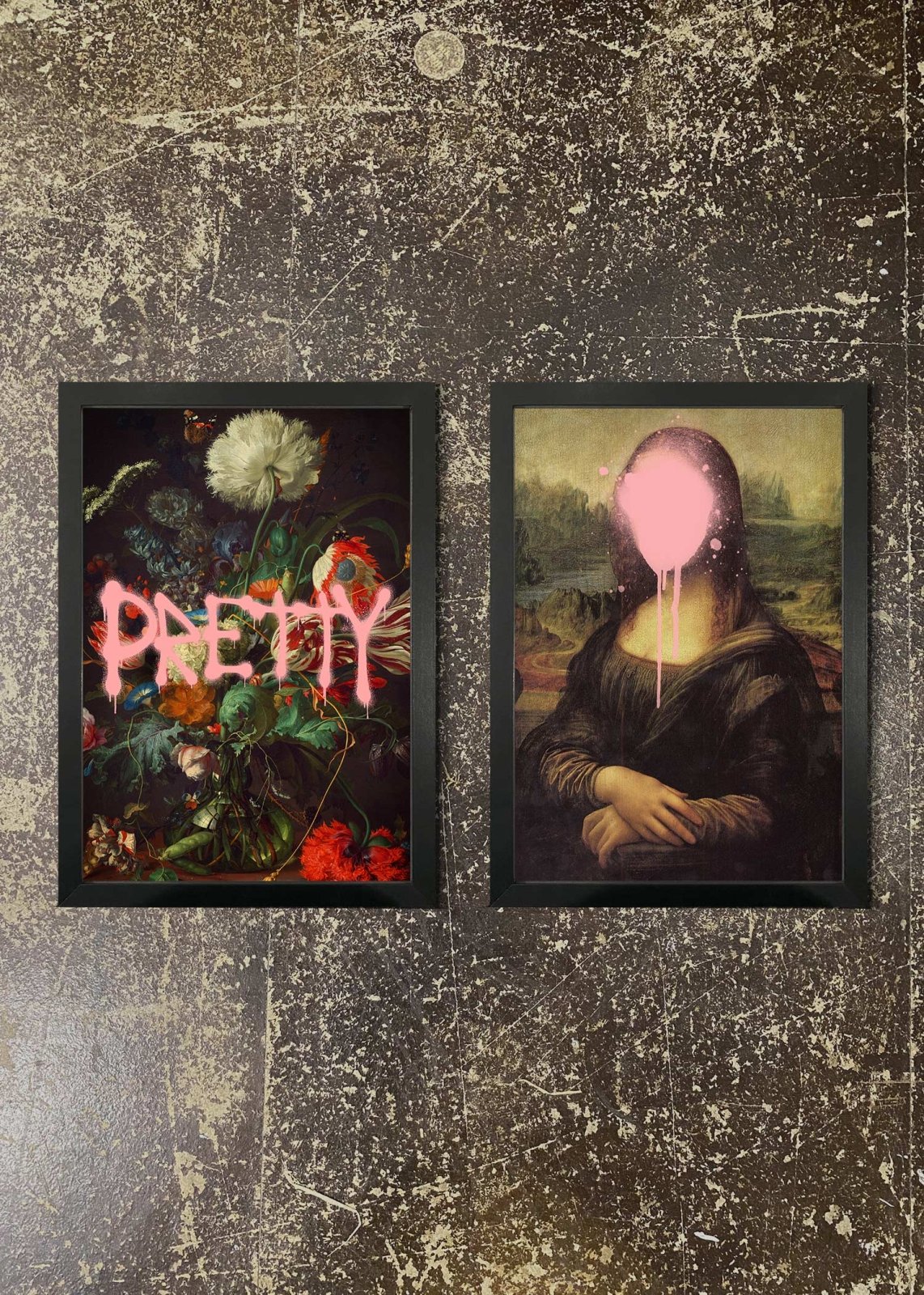 2 Prints & Frames - Pretty & Splat Face Mona