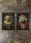2 Prints & Frames - CHRISTMAS BEAR & RACOON