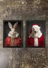 2 Prints & Frames - CHRISTMAS RABBIT & POLAR BEAR