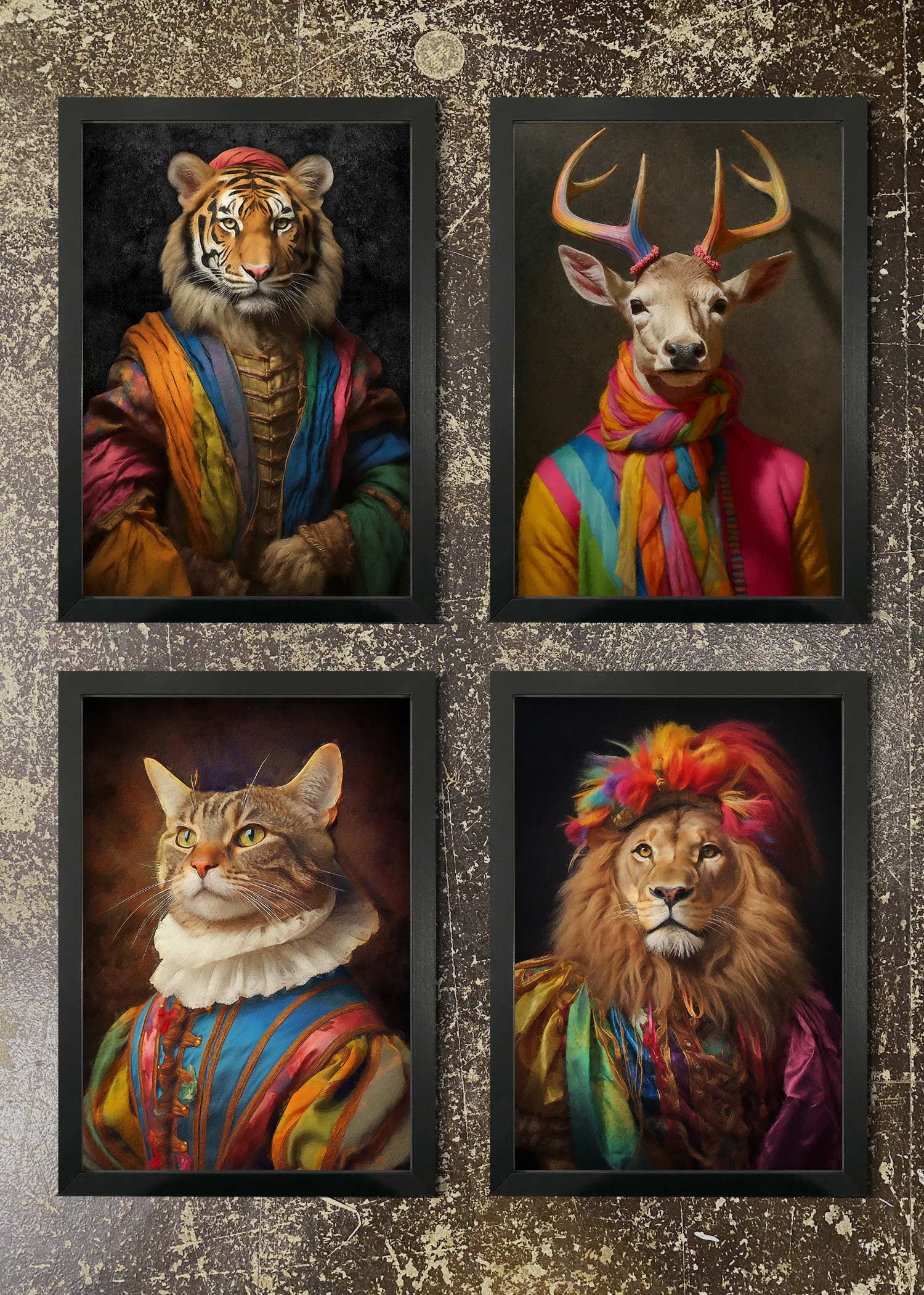 4 Prints & Frames - RAINBOW ANIMALS 1
