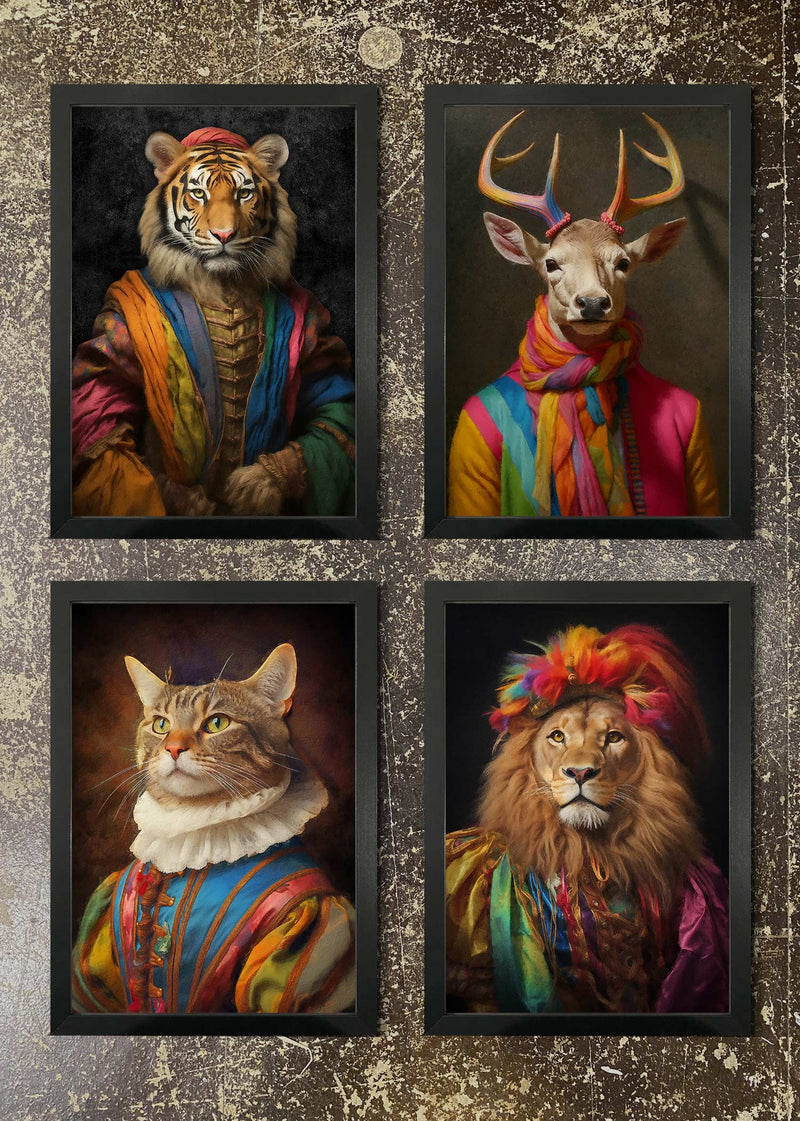 4 Prints & Frames - RAINBOW ANIMALS 1