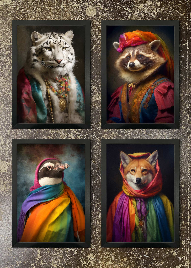 4 Prints & Frames - RAINBOW ANIMALS 2