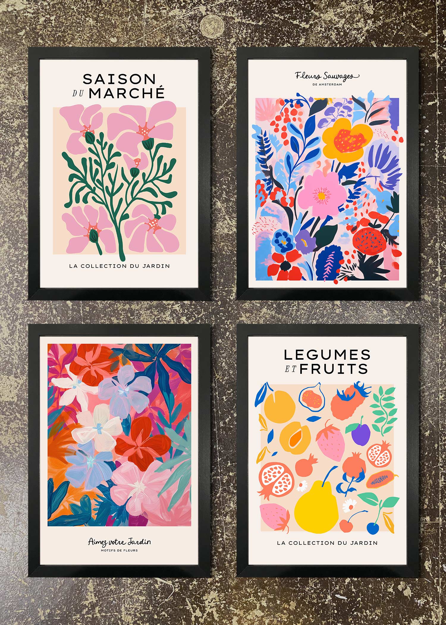 4 Prints & Frames - BRIGHT FLOWER POSTERS
