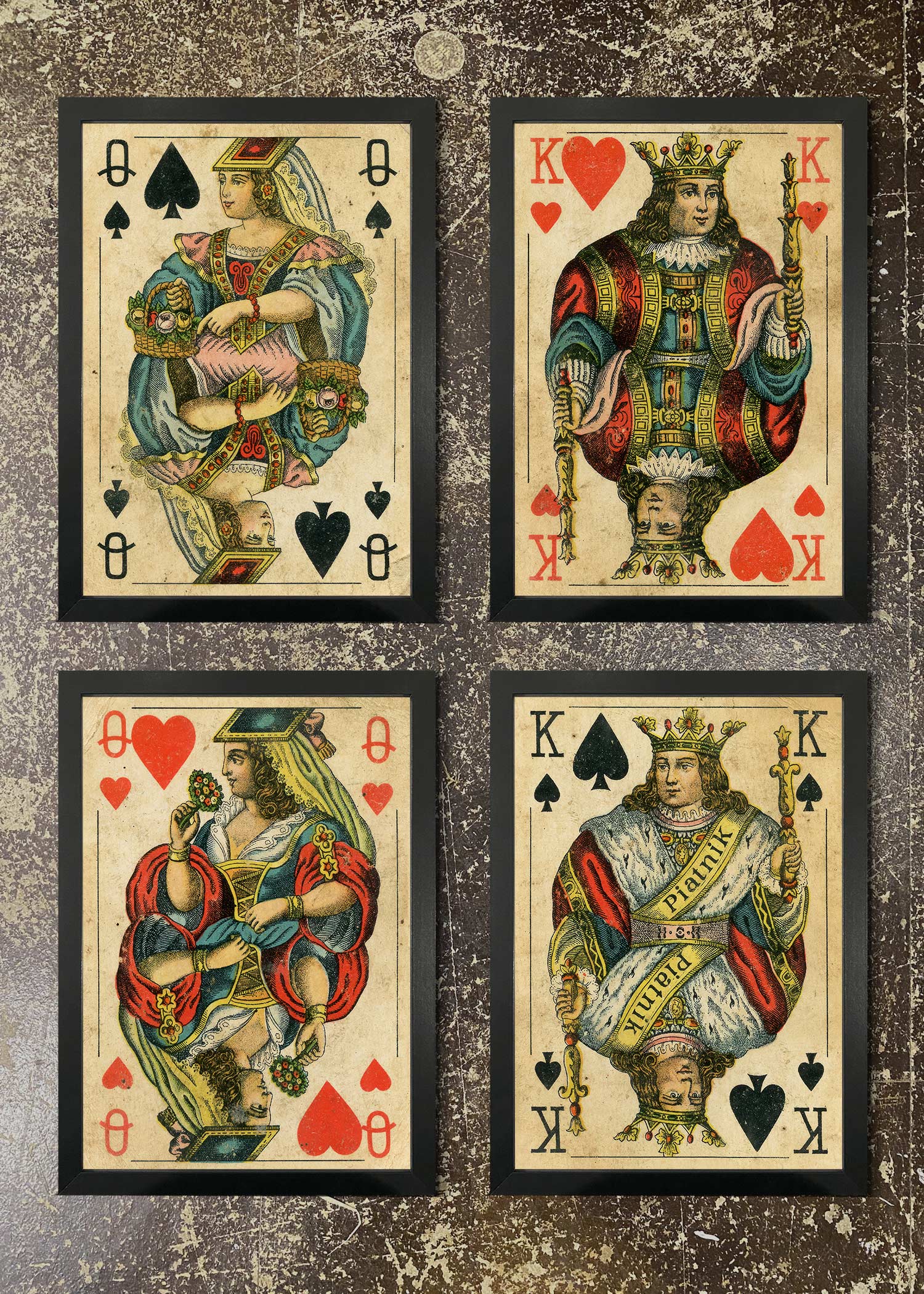 4 FRAMED 21X30CM PRINTS - PLAYING CARDS 2