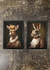 2 Prints & Frames - hare & deer