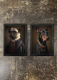 2 Prints & Frames - PUG & DOBERMAN