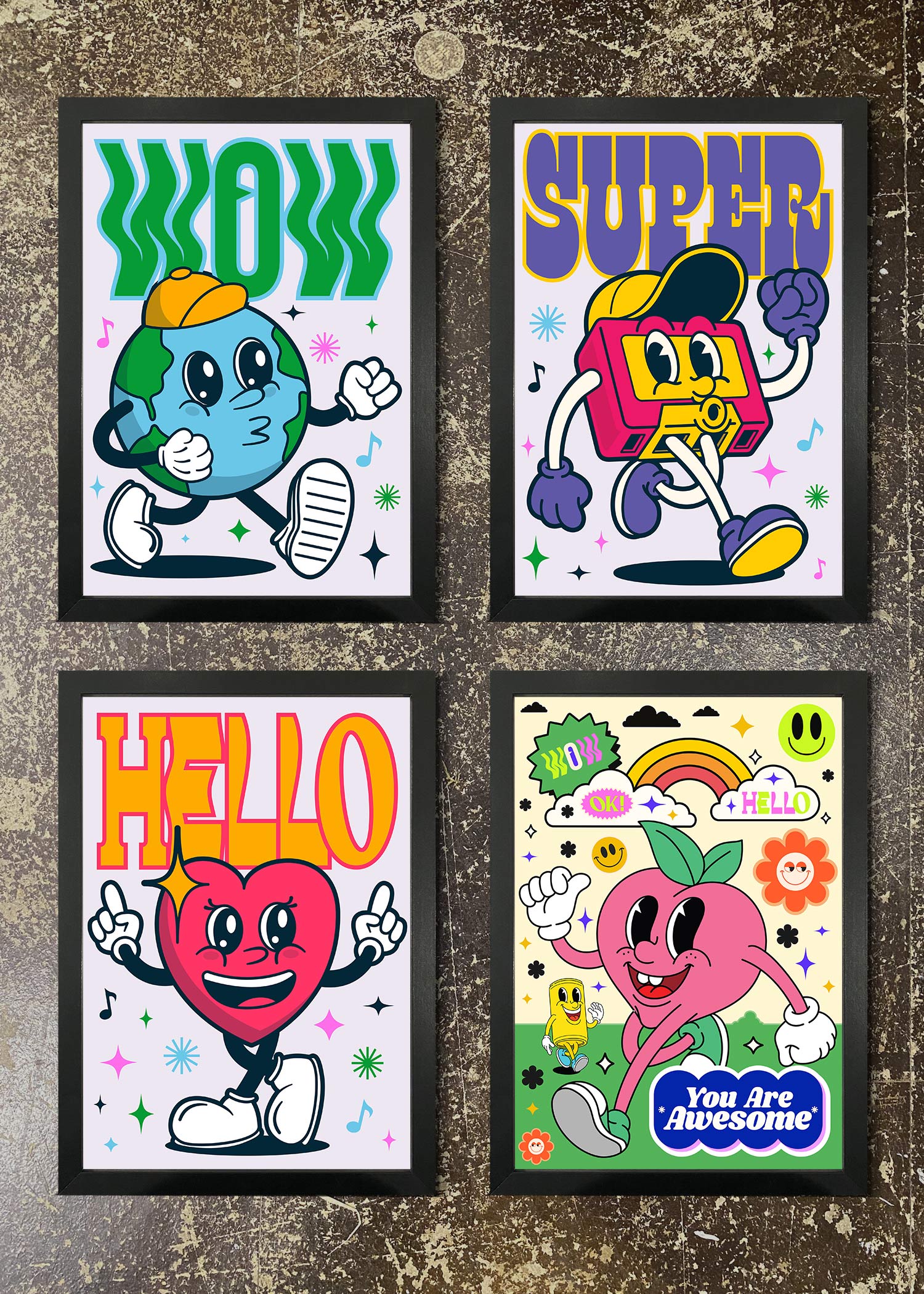 4 Prints & Frames - BRIGHT ILLUSTRATION PRINTS