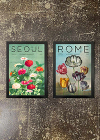 2 Prints & Frames - FLOWER MARKET PAINTINGS