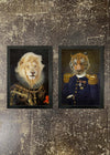 2 Prints & Frames - Lion & Tiger