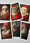 Christmas Card 6 Pack #7 (Eagle, Chinch, Kitten, Turkey, Koala, Chicken)