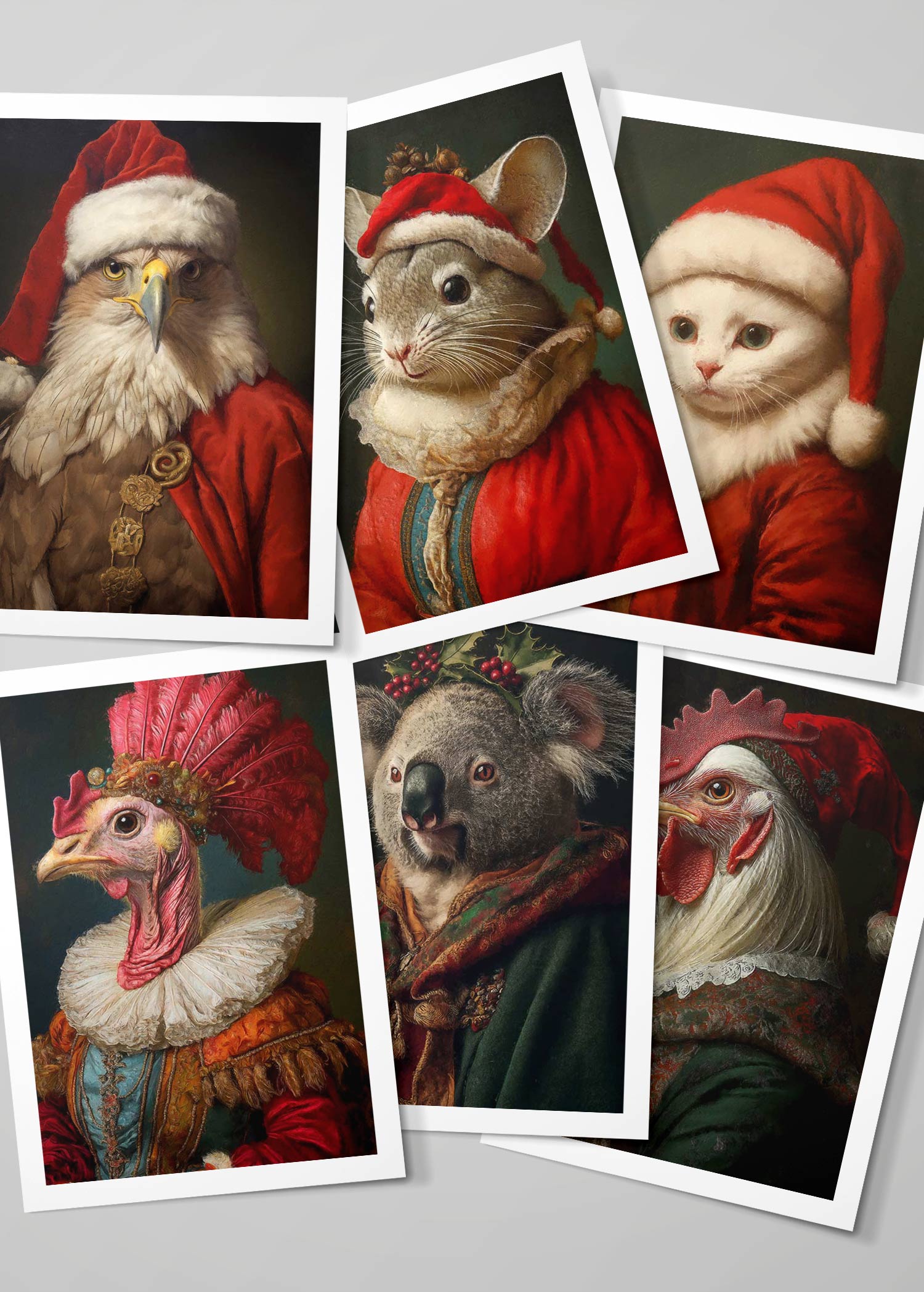 Christmas Card 6 Pack #7 (Eagle, Chinch, Kitten, Turkey, Koala, Chicken)