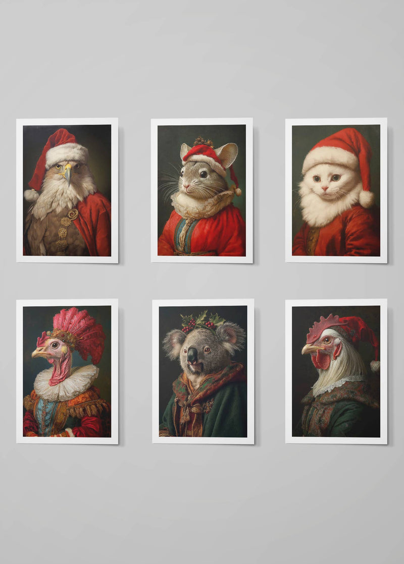 Christmas Card 6 Pack #7 (Eagle, Chinch, Kitten, Turkey, Koala, Chicken)