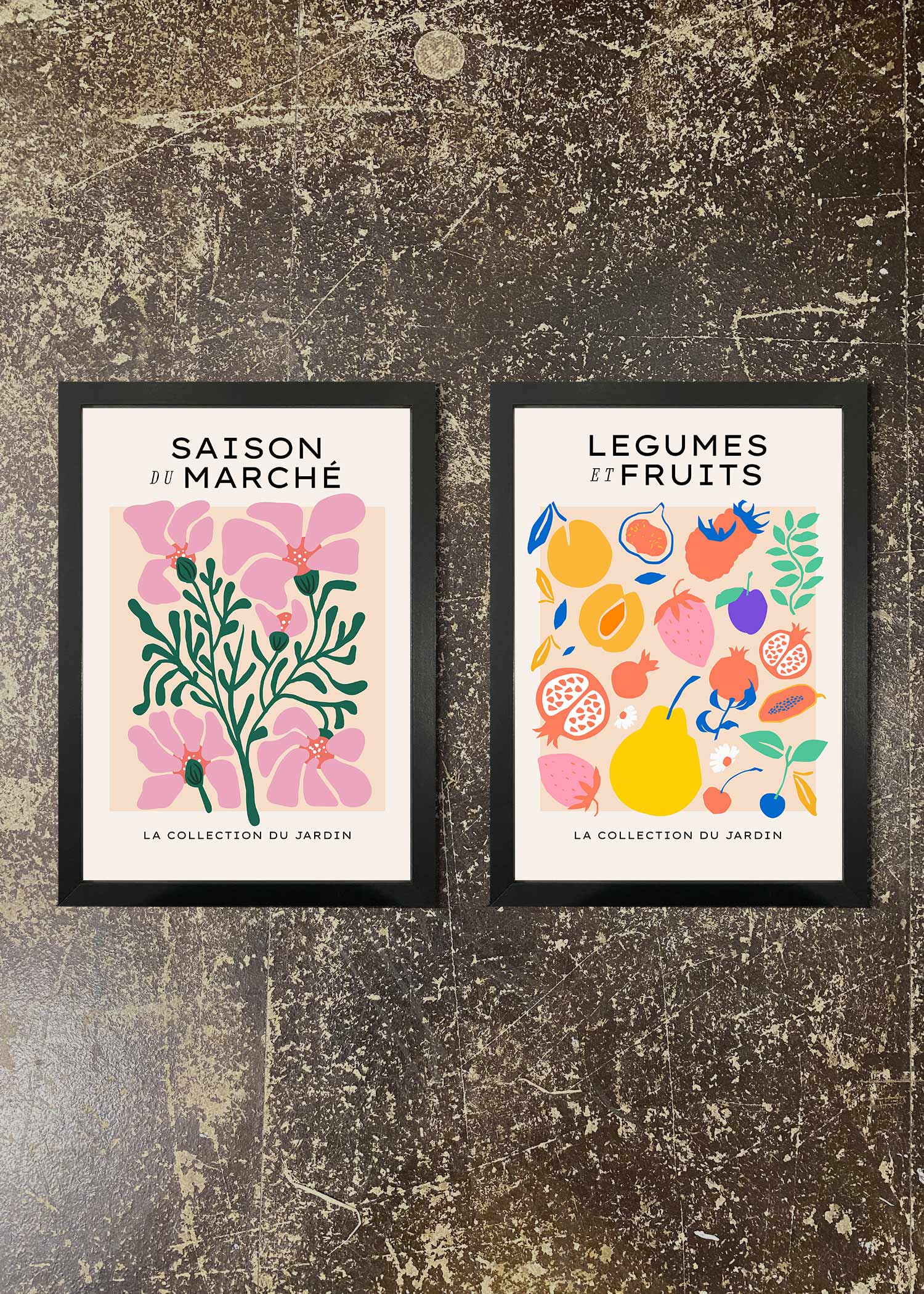 2 Prints & Frames - FRUITS & FLOWERS