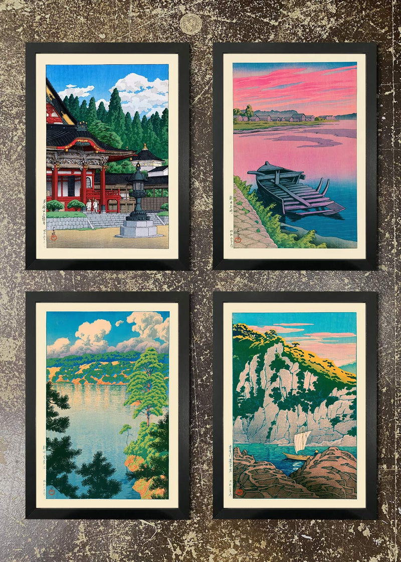 4 Framed 21x30cm Prints - Hasui Kawase Bundle 03