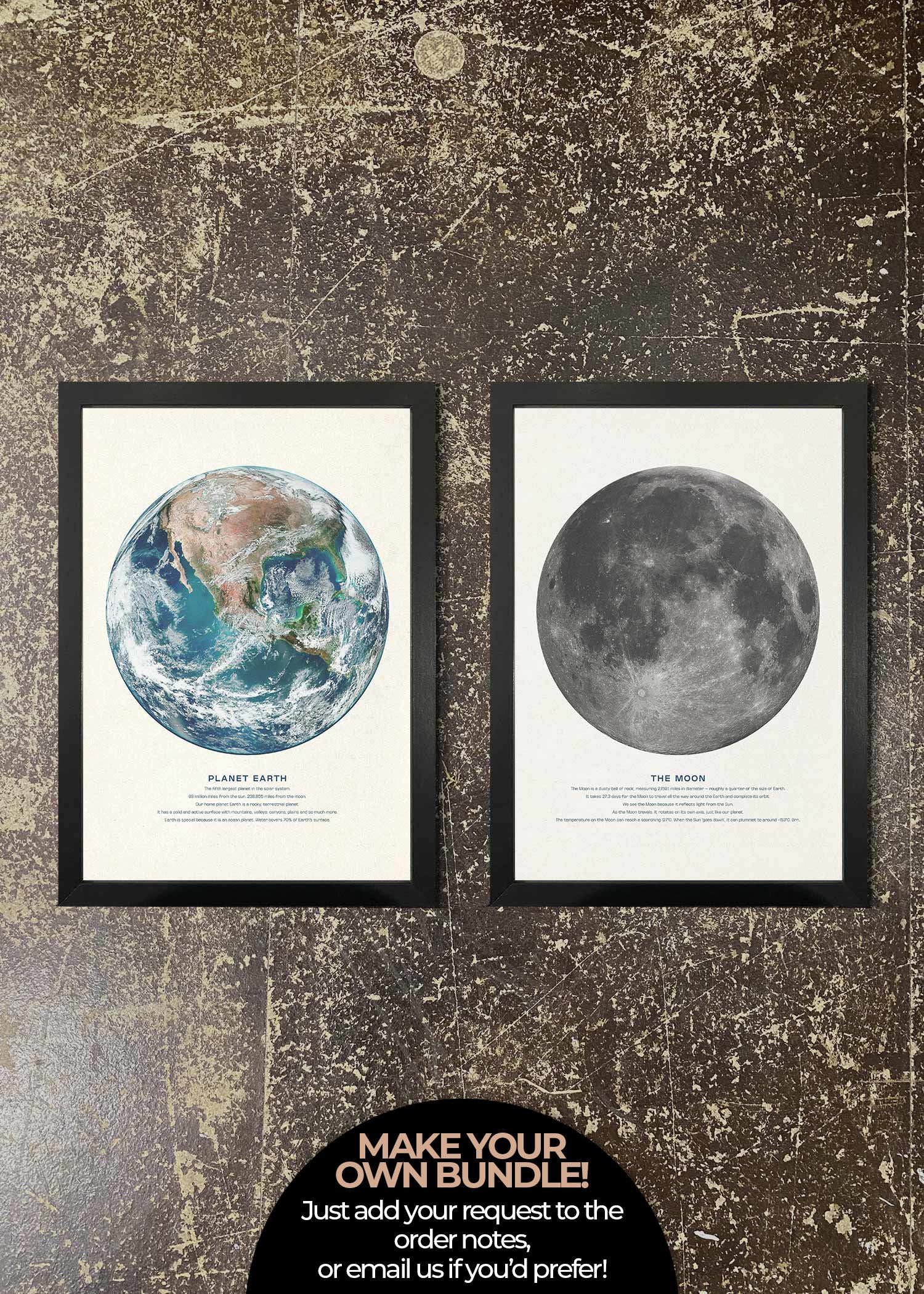 2 Prints & Frames - EARTH & MOON