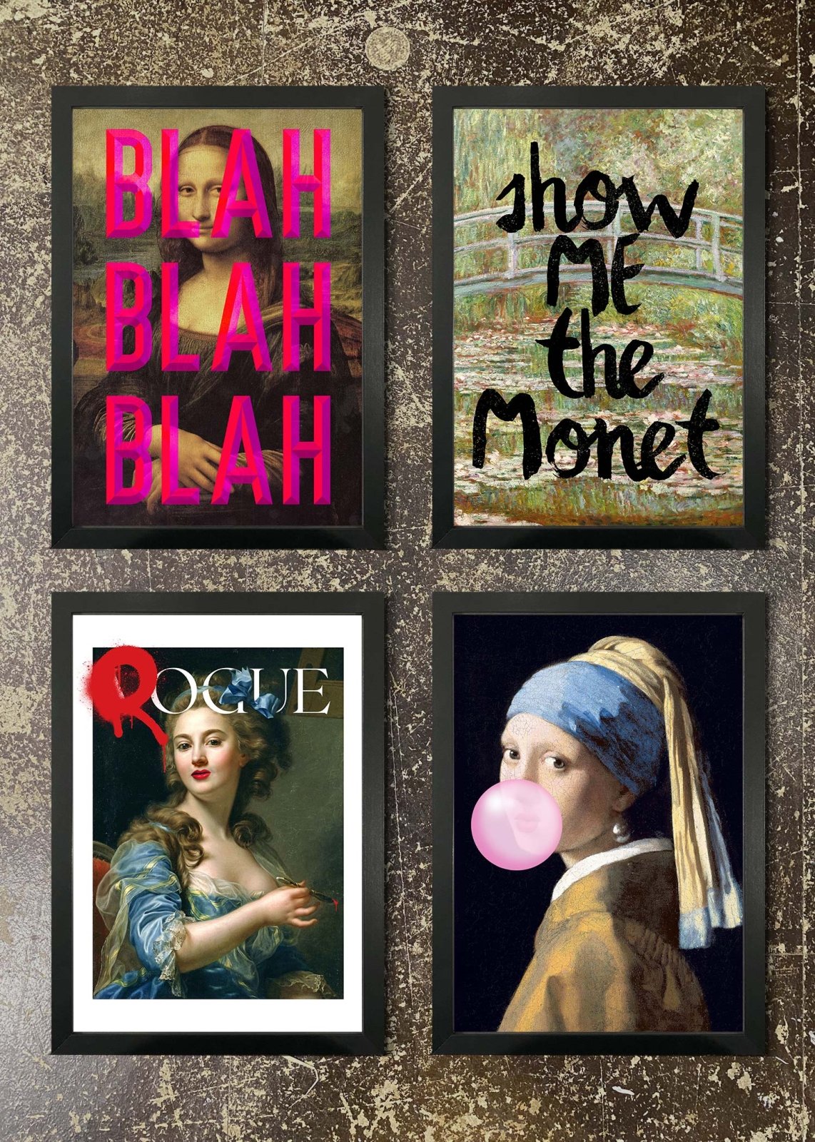 4 Prints & Frames - Moaning Mona, Show Me Monet, Rogue, Bubblegum