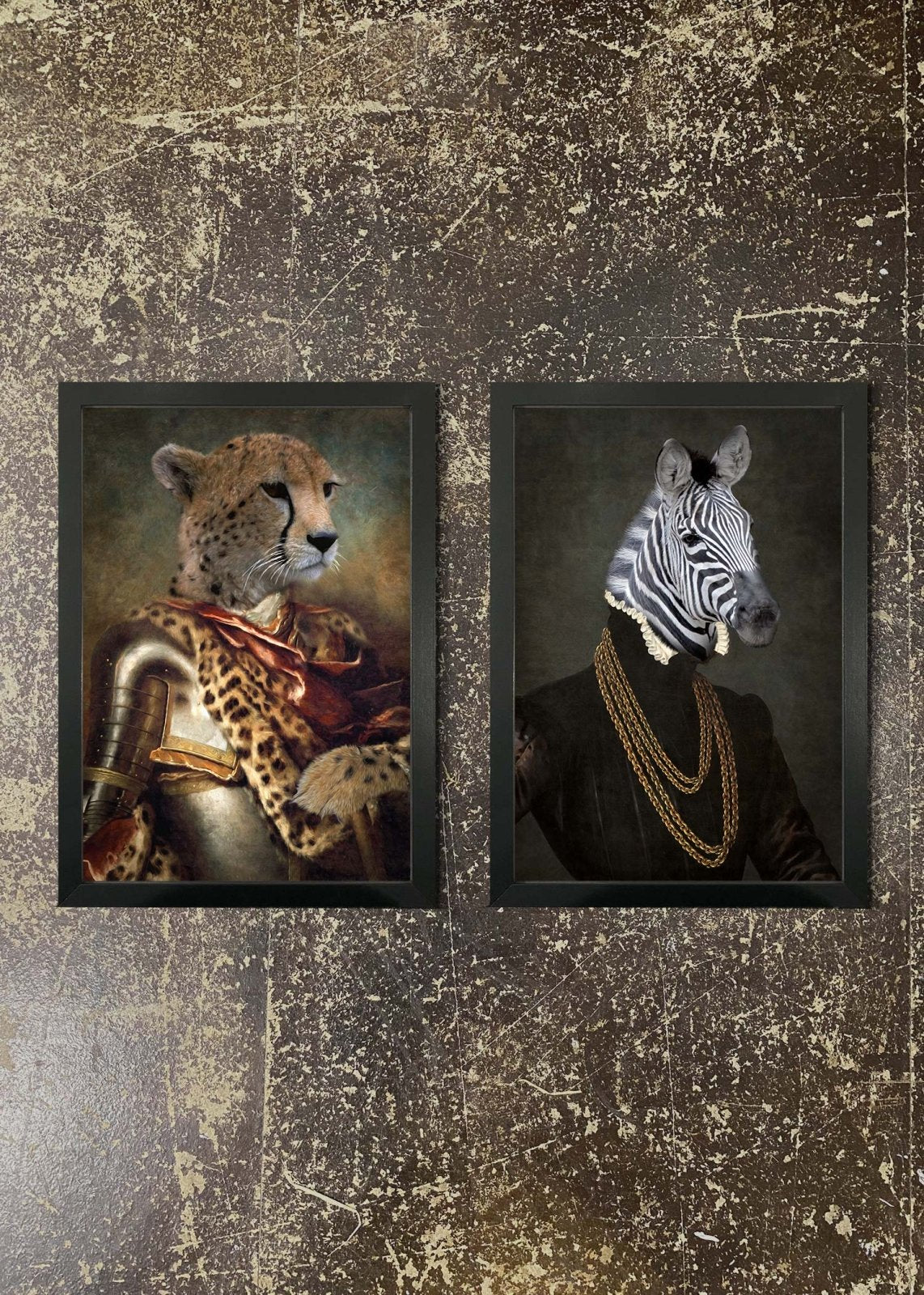 2 Prints & Frames - Cheetah & Zebra