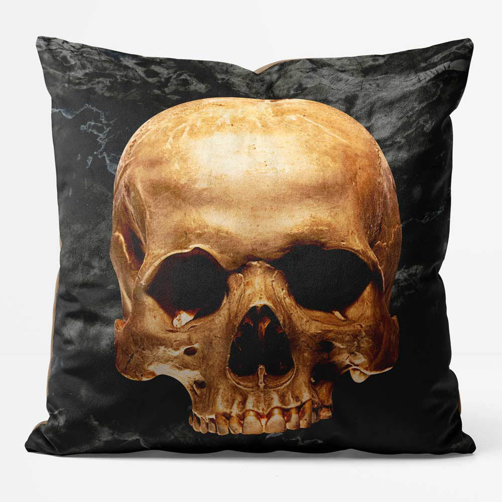 Gold Skull Black Marble Cushion Clearance 46cm