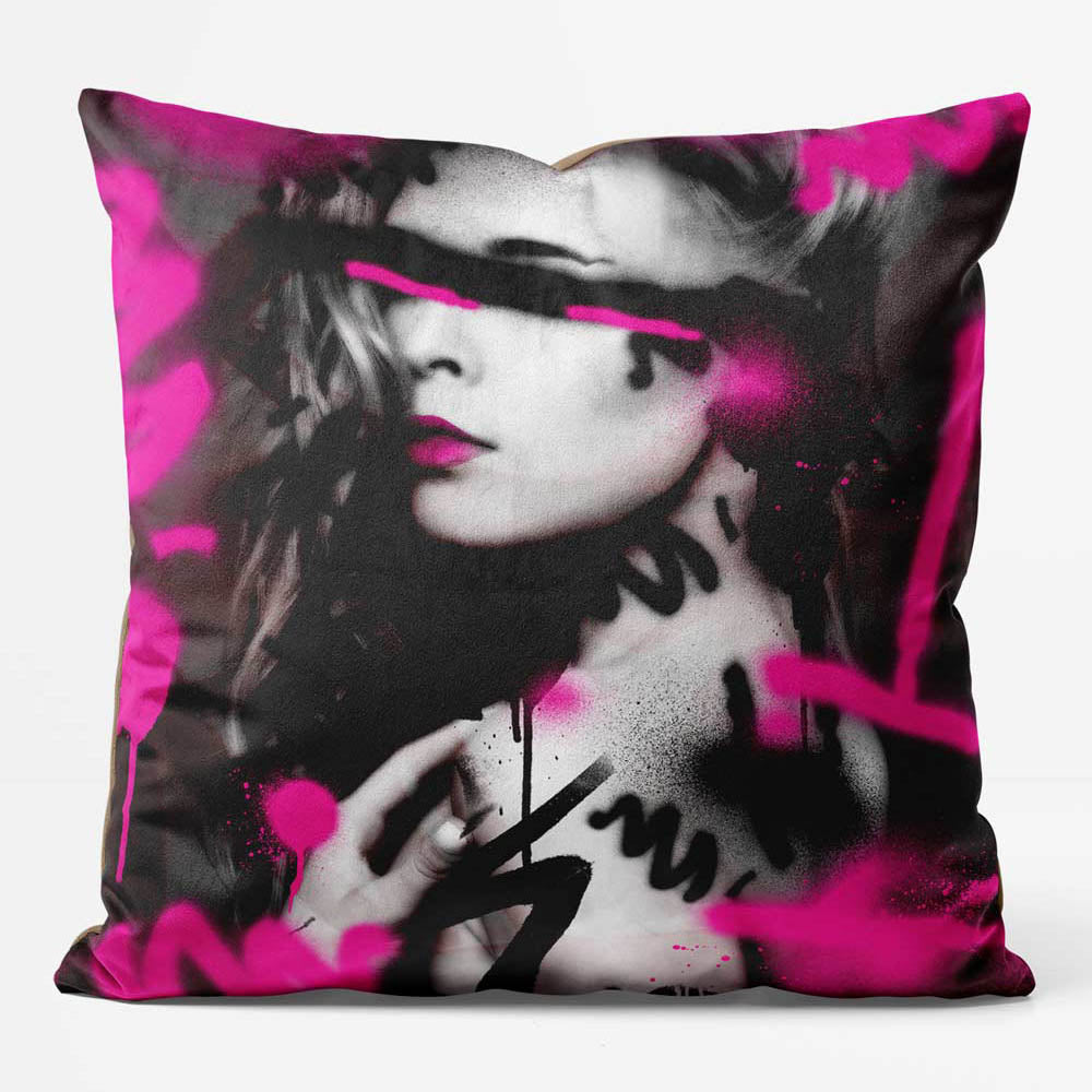 Pink Spraypaint Graffiti Model Cushion Clearance 46cm