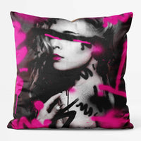 Pink Spraypaint Graffiti Model Cushion