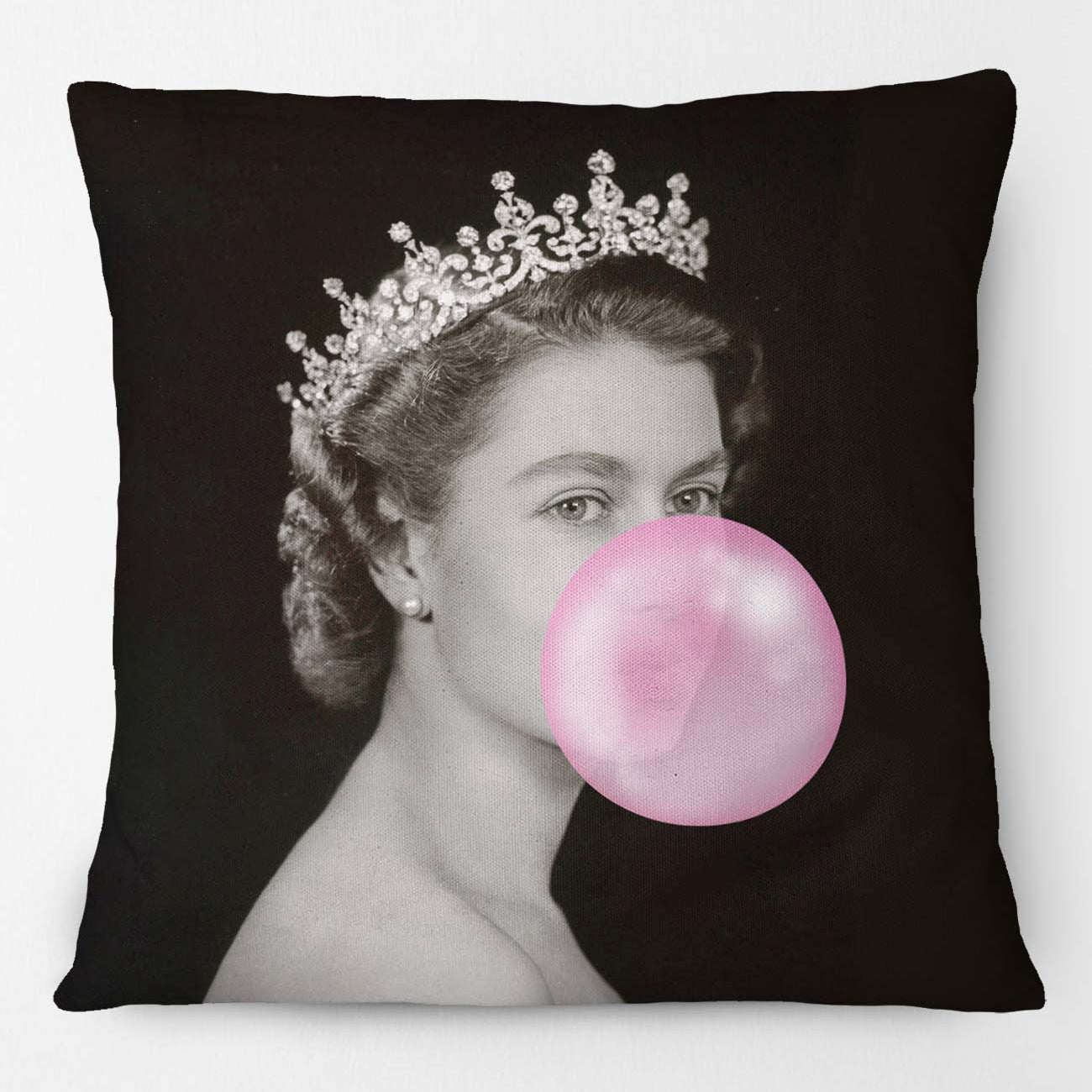 Queen Blowing Bubblegum Platinum Jubilee Cushion