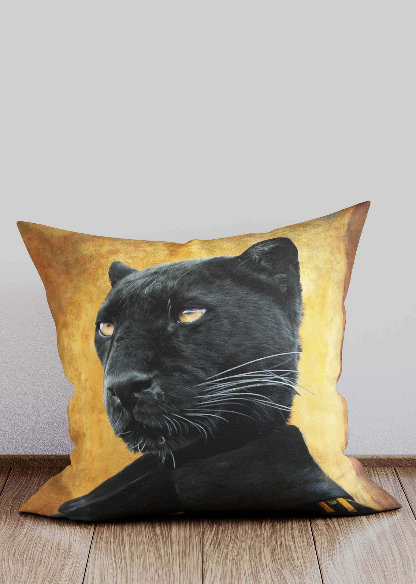 Clearance - Black Panther Head Cushion Faux Suede 46cm