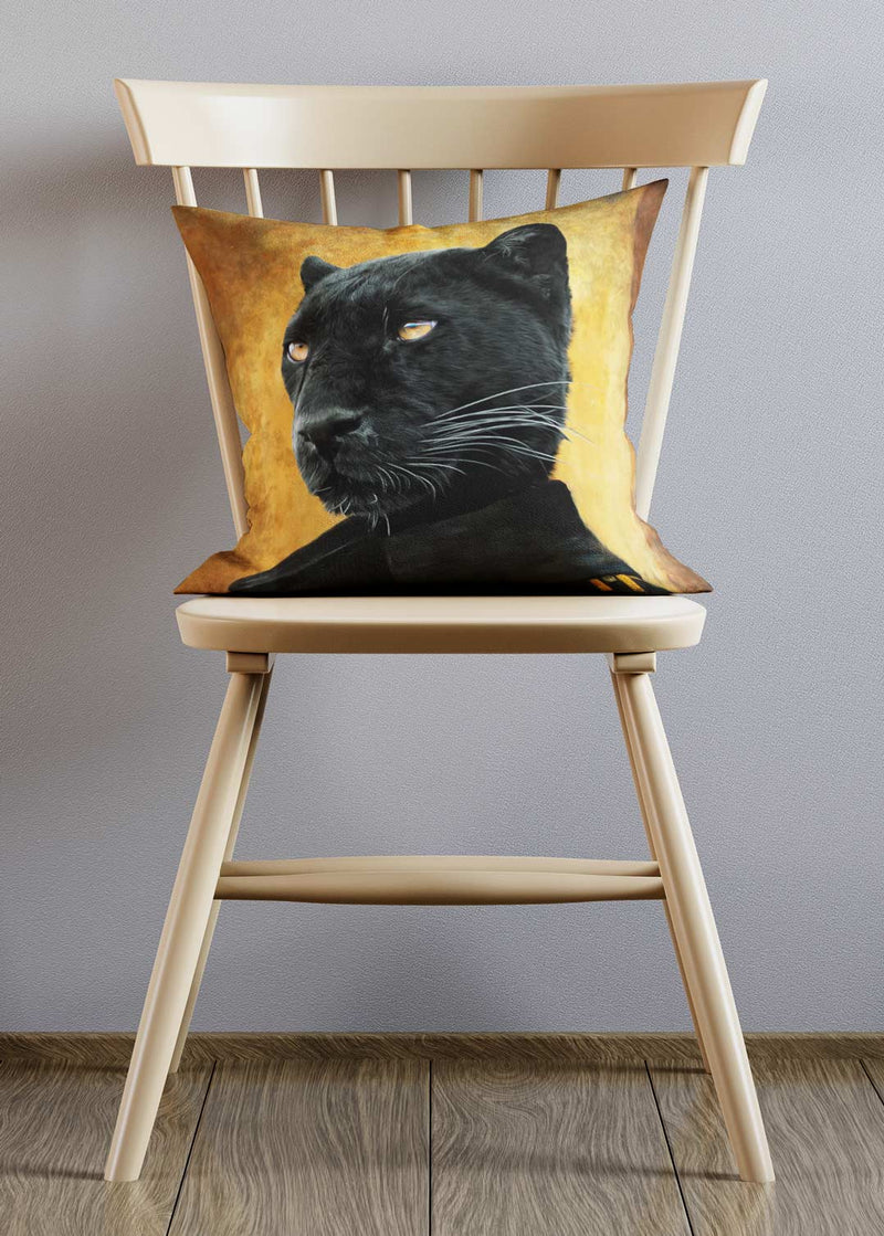 Clearance - Black Panther Head Cushion Faux Suede 46cm