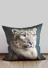 Clearance - Snow Leopard Animal Portrait Cushion 46cm Faux Suede