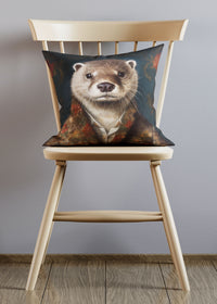 Sea Otter Animal Portrait Cushion