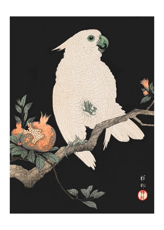 Cockatoo Parrot Antique Japanese 40x50cm Matte Clearance Print