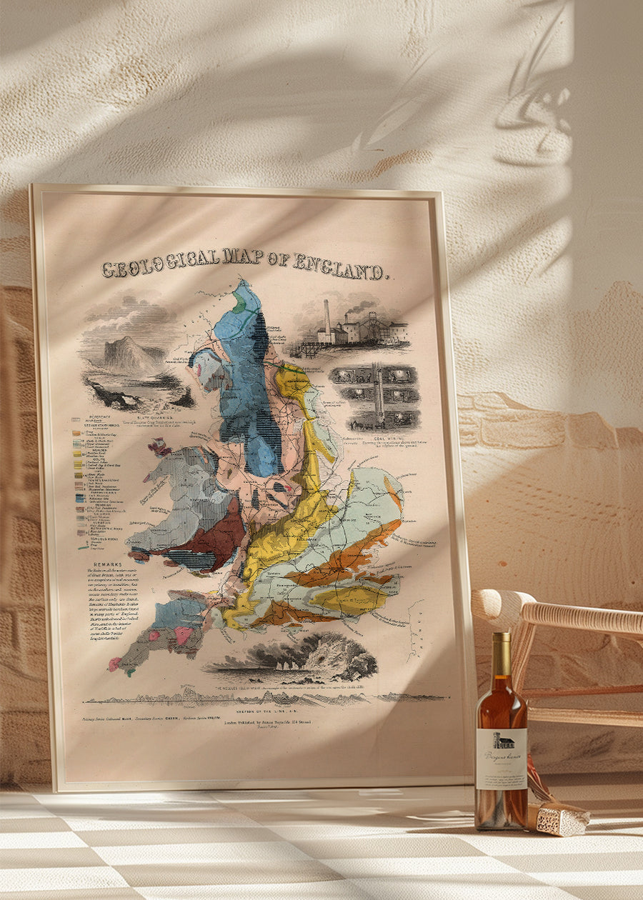 Geological map of England art print