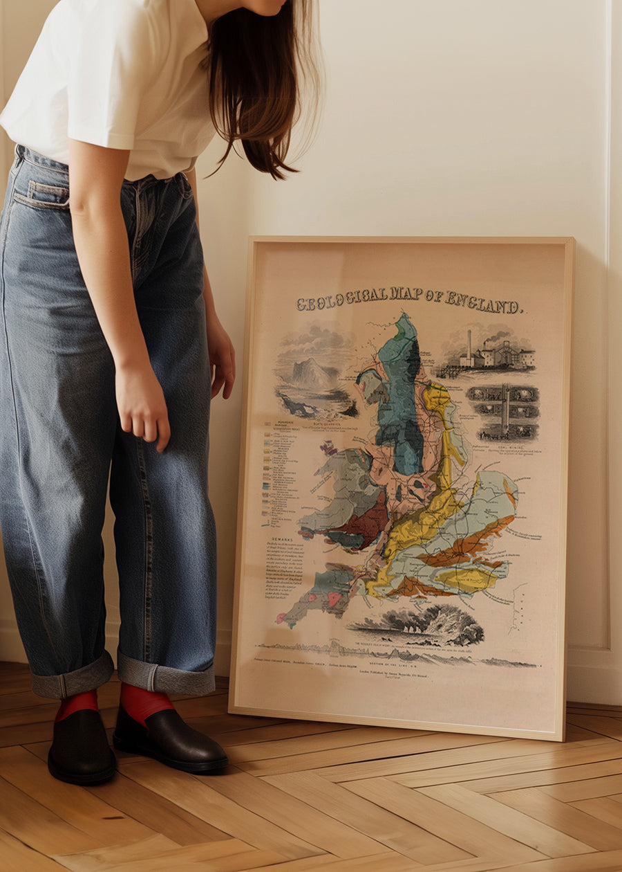 Geological map of England art print