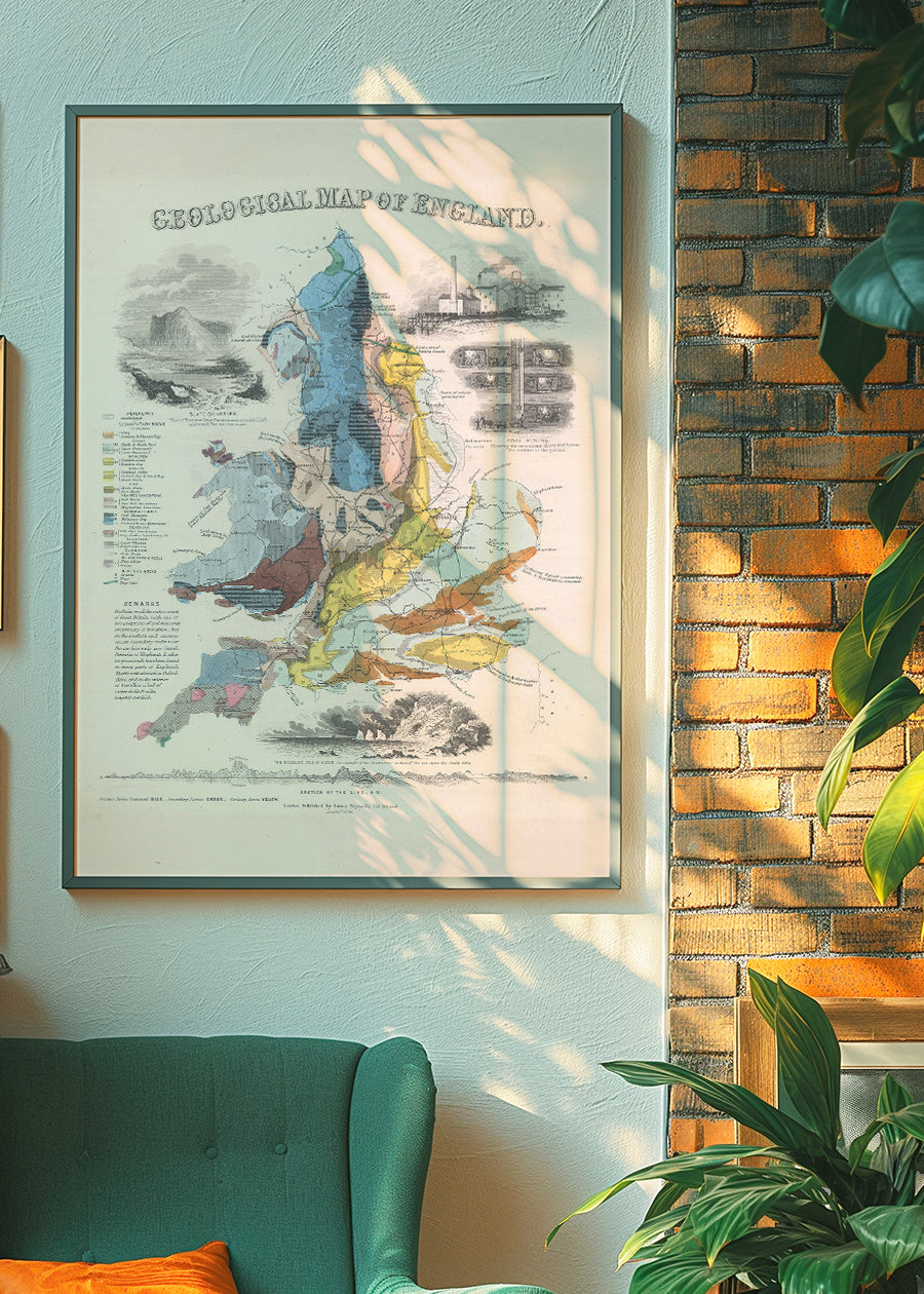 Geological map of England art print